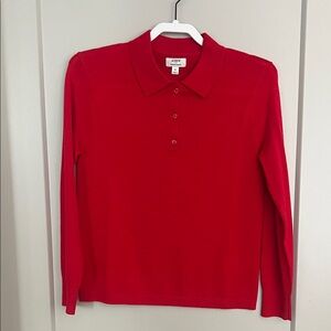 J. Crew Factory Red Long Sleeve Polo Knit Top XS